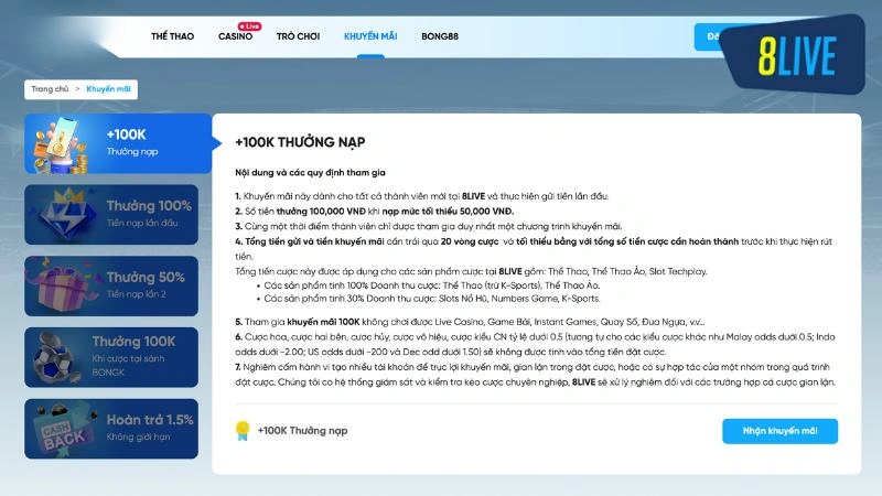 Chương trình khuyến mãi tặng 100K thưởng nạp dành cho mọi game thủ