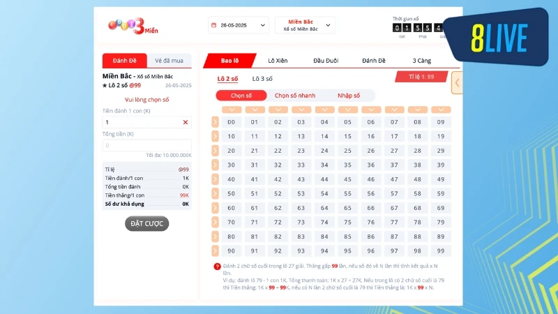 Lô đề 3 miền Bắc - Trung - Nam được nhiều bet thủ ưa chuộng