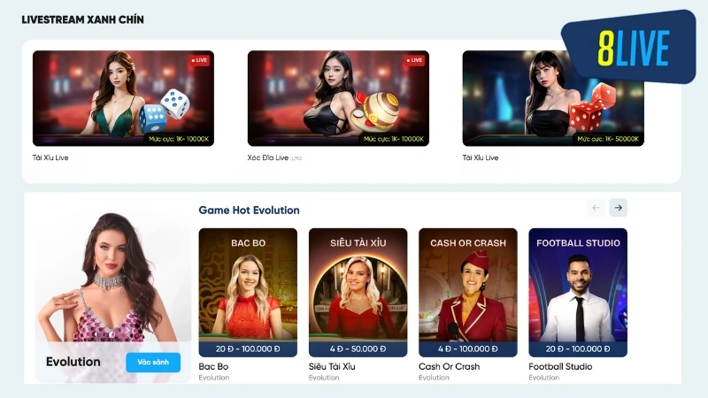 Sảnh Live Casino chân thực, kết quả công bằng